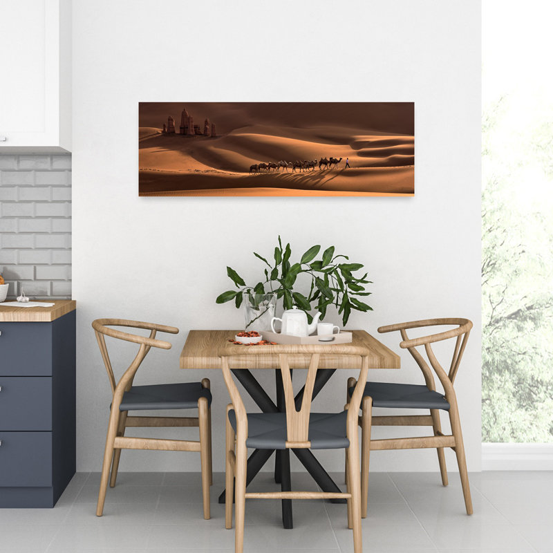 Desert Caravan Journey by Mei Xu - Wrapped Canvas Panoramic Print, 30.48 cm H x 91.44 cm W