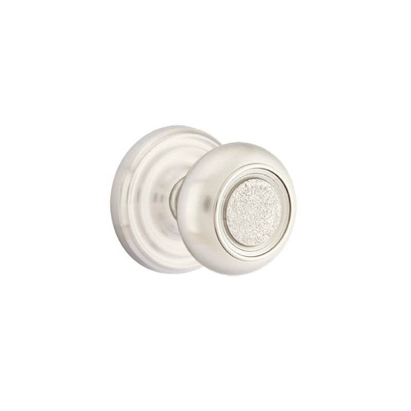 Ensemble de boutons de passage Emtek avec rosette régulière et bouton Belmont, Laiton antique français / nickel satiné