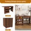Table de couture pliante en noyer 4-en-1 avec roues verrouillables - Poste de travail multifonctionnel, table de bout, bureau d'ordinateur et rangement de cuisine avec tablettes, table de machine à coudre roulante pour appartements