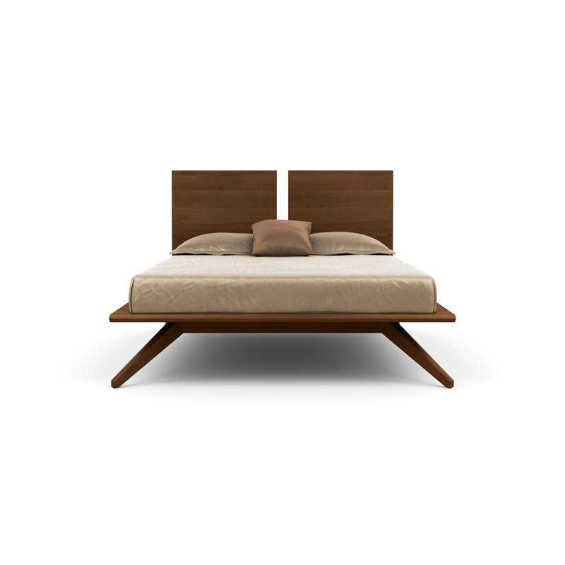 Astrid Solid Wood Platform Bed, California King, Saddle Cherry