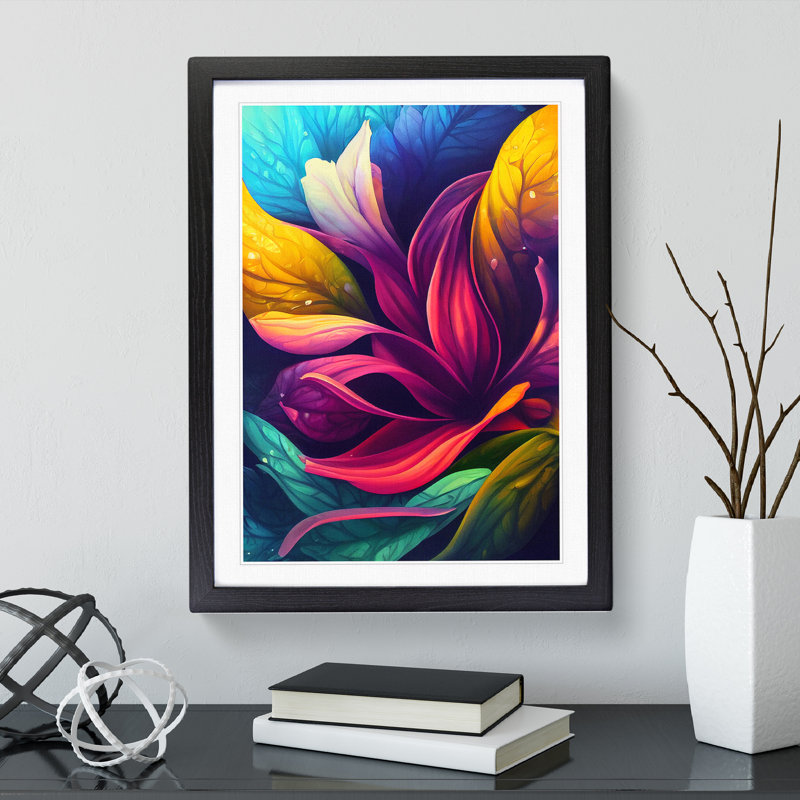 XV1022-4929X Vibrant Flowers No.4 - Print, White, 66cm H x 48cm W, Black Framed Paper