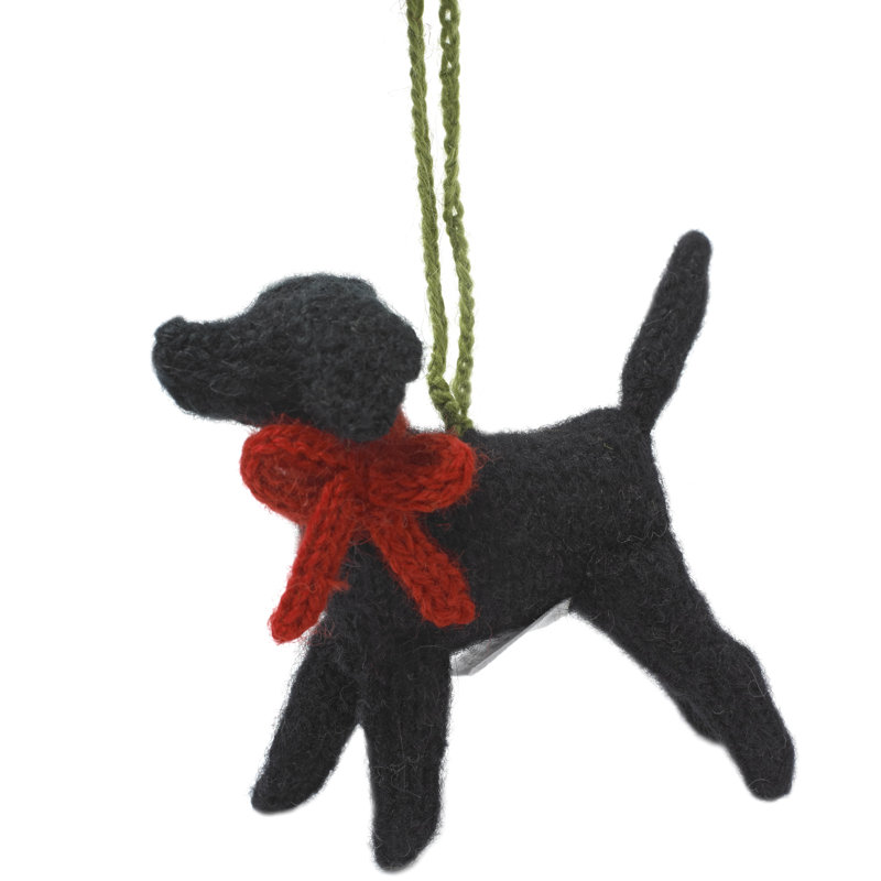 Hand-Knit Black Lab Dog Alpaca Wool Christmas Ornament