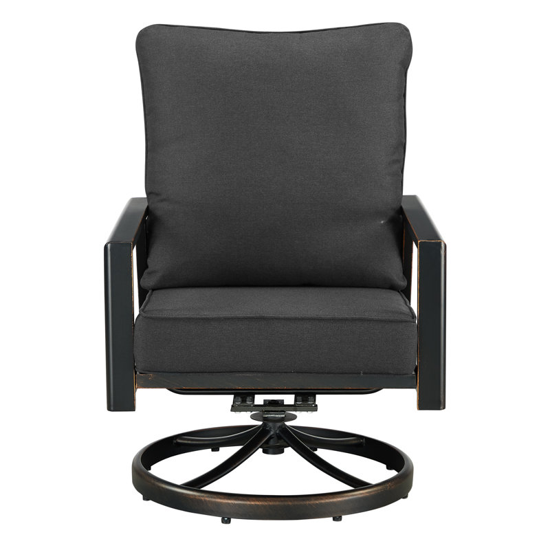 Lux Outdoor Swivel Lounge Chair, Black