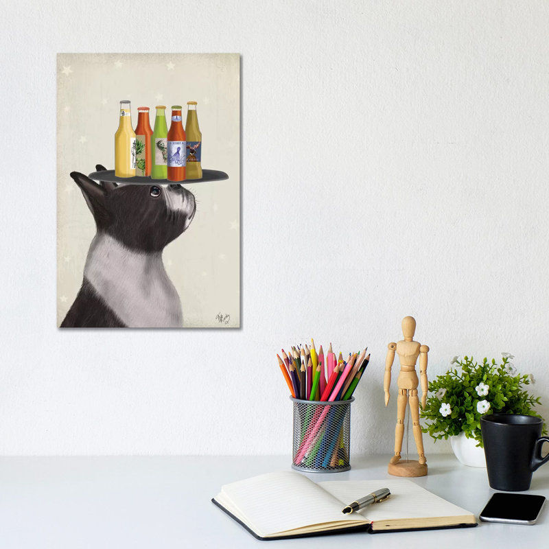 Boston Terrier Beer Lover by Fab Funky - Wrapped Canvas Print, 20.32 cm H x 30.48 cm W