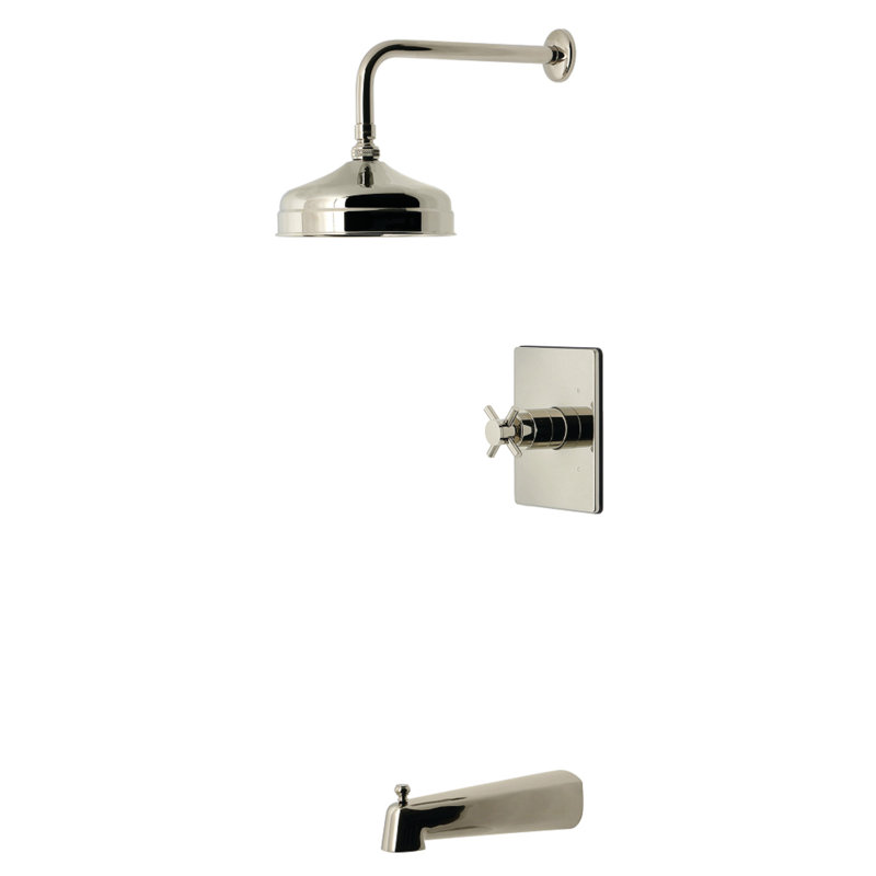 Robinet de baignoire et douche à pression équilibrée à poignée simple Kingston Brass Concord, Nickel poli