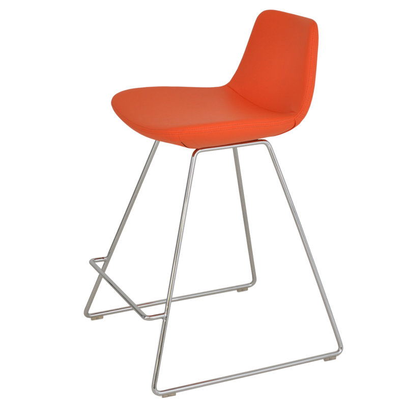 Bakhita Upholstered Counter Stool with Metal Frame, Gray