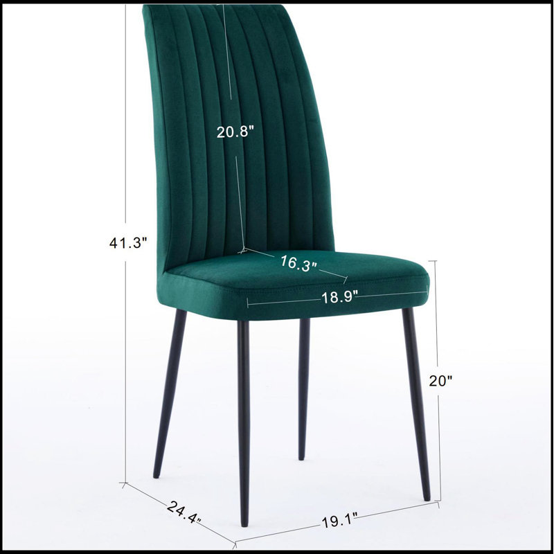 Ensemble de 2 chaises de salle à manger réglables en velours vert, Vert