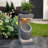 Abdulameer 32''H Gray Resin Column Outdoor Fountain with Built-In Planter and LED Light