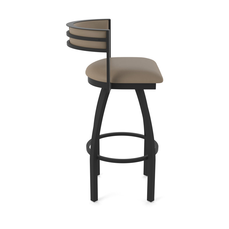 Tabouret Artémis, Noir froissé, Vinyle - naturel Canter, Tabouret de bar (siège d'une hauteur de 36 po)
