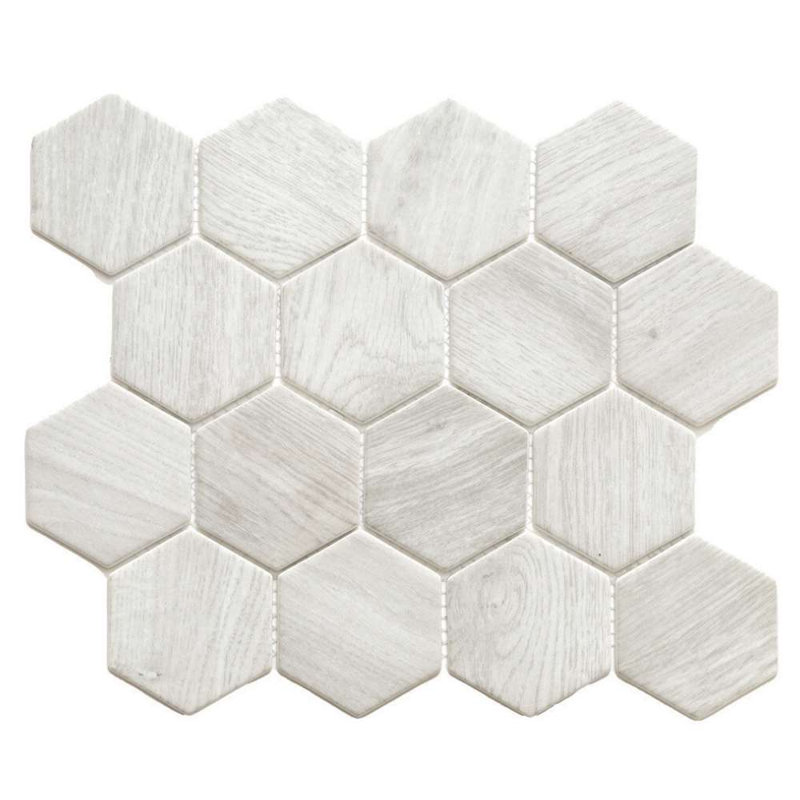 Carreau de mosaïque en verre recyclé mat 3 po x 3 po Daintree, Blanco