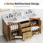 Meuble-lavabo double 60 po avec comptoir en marbre d'ingénierie, lavabo en céramique, dosseret-1121856374-1121856371