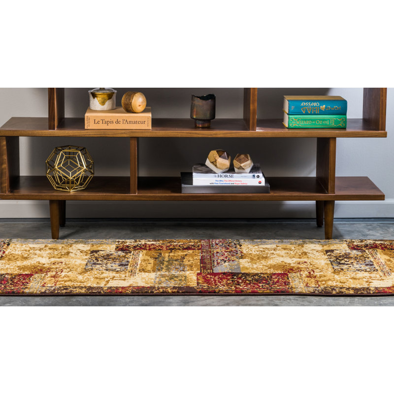 Tapis beige tissé à la machine Adetomiwa, Tapis de couloir 2 pi 2 po x 6 pi 1 po