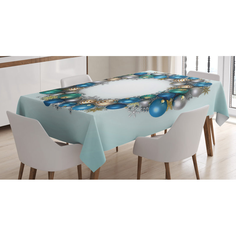 Vivid Xmas Balls Featured Circle Wreath Display Tablecloth, 84" x 60"