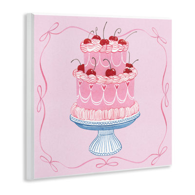 Romantic Pink Cherry Cake Wall Plaque, design by Grace Popp