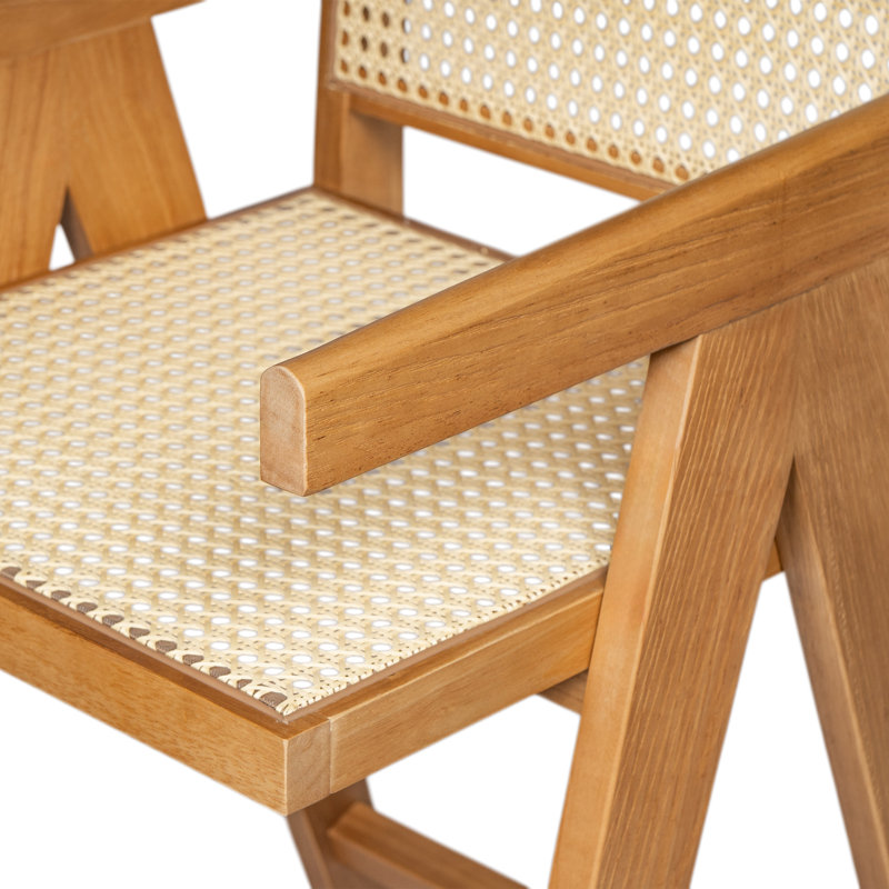 Hassan 27’’ Rubberwood Counter Stools With Cane Webbing, Beige/Natural 1