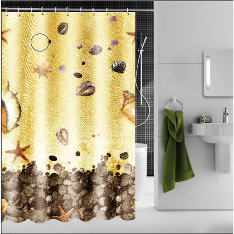 Sheer Single Curtain Panel, Yellow Ocean