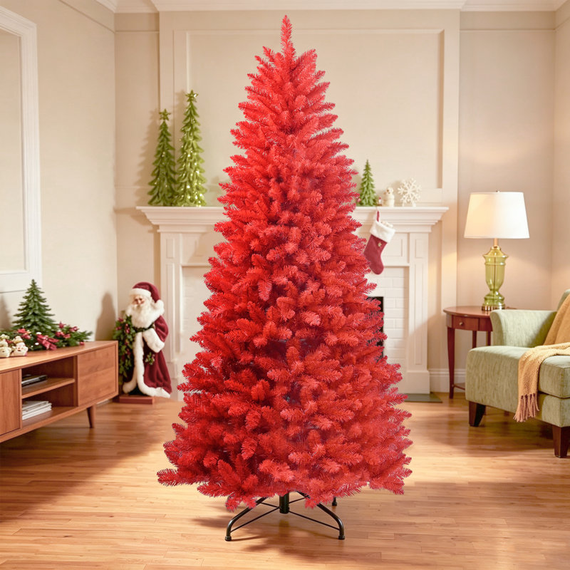 Arbre de Noël artificiel pin rouge, H 6 pi