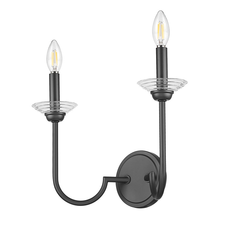 Applique murale texturée Burgett, Deux lumières, H 11,75 po x l 15 po x P 7,5 po, Noir mat
