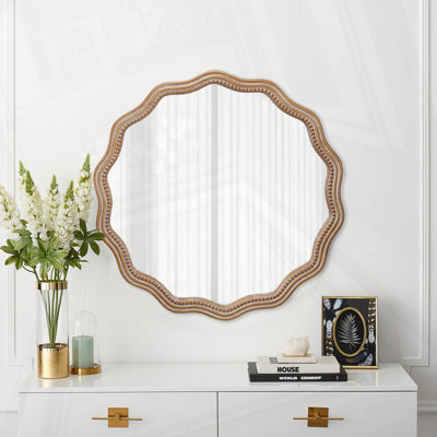 Miroir mural rond en bois