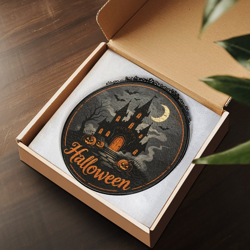 Panneau de verre Haunted Halloween, 6,3 x 6,3 po (16 x 16 cm)
