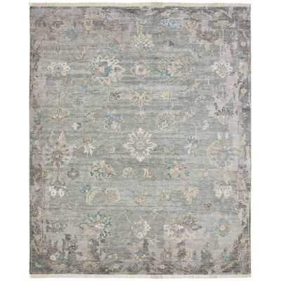 Aketzalli Hand Knotted Oriental Area Rug in Green