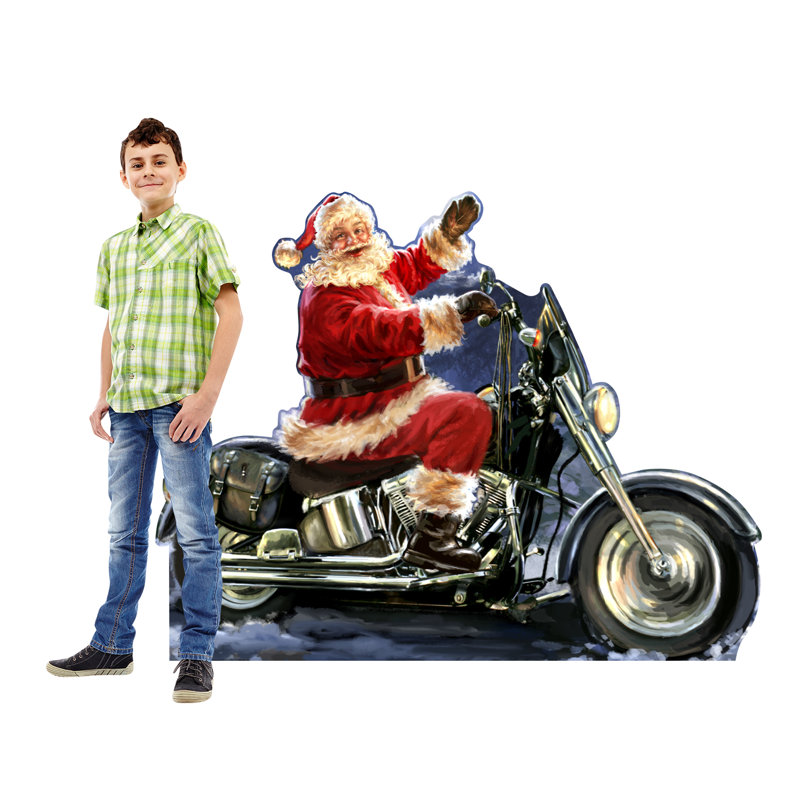 Santa Claus on Motorcycle Cardboard Standup by Dona Gelsinger