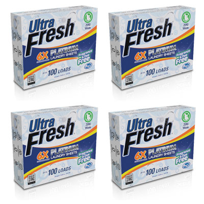 Ultra Fresh Platinum 6X Laundry Detergent Fragrance Sheets with Dye Free, 4 Pack