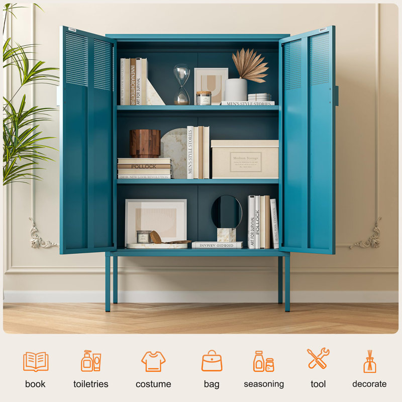 Metal Locker Storage Cabinet, Dark Blue