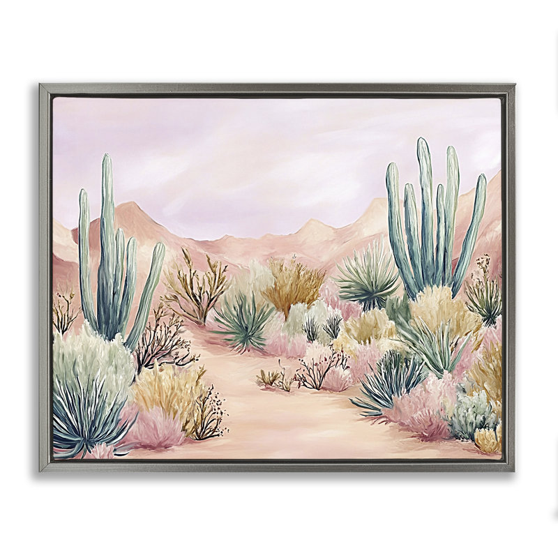 Cadre flottant de désert Desert Wonderland, design par Ramona Murdock, H 17 po x l 21 po, Cadre flottant gris lustré