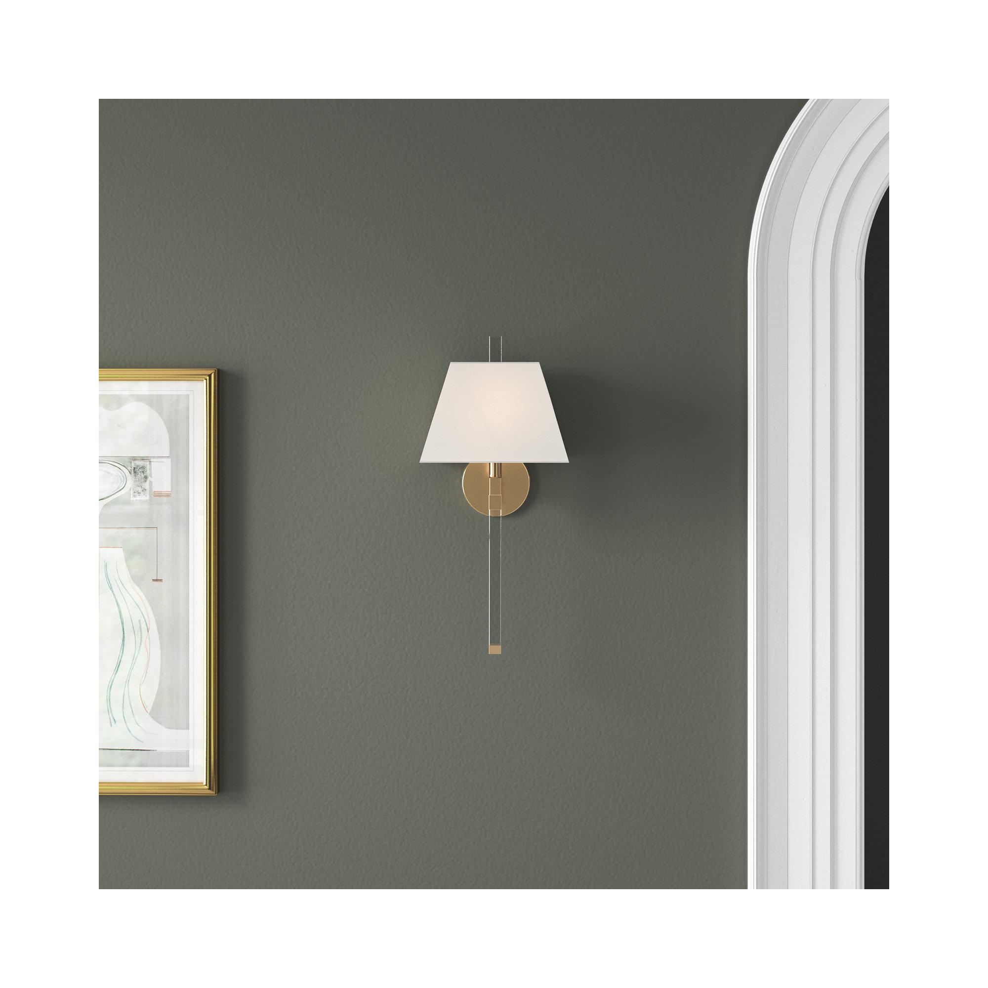 Omya Single Light Steel Dimmable Armed Sconce, Aged Brass