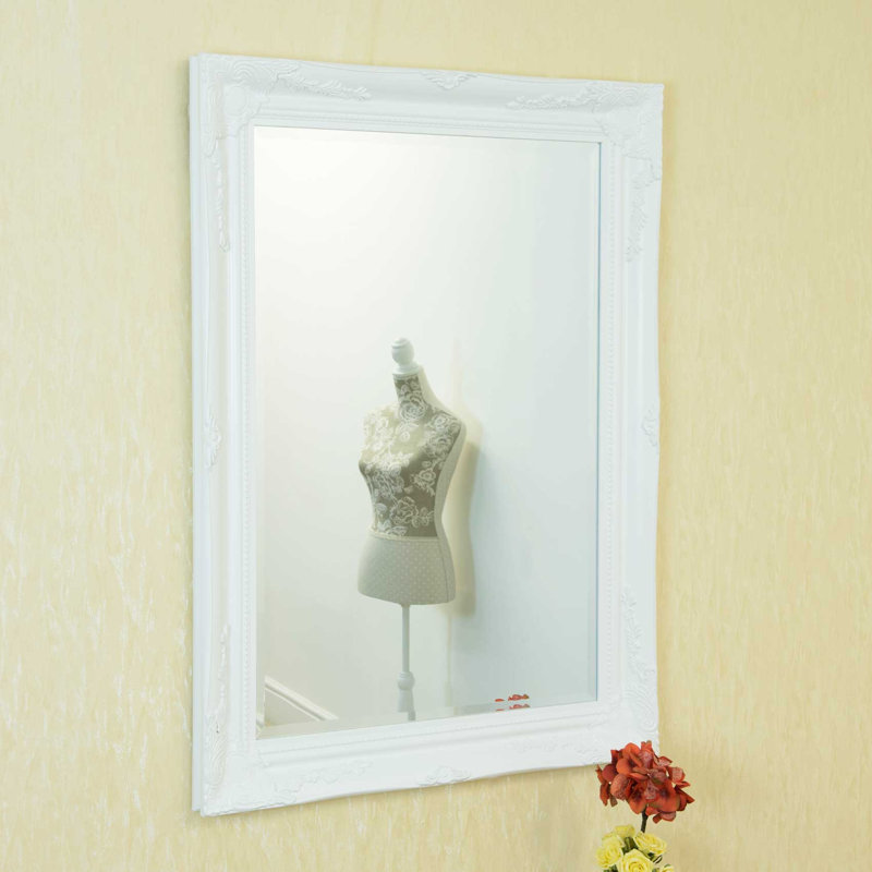 Alexandre Wood Flat Wall Mirror, 110cm H x 79cm W, White