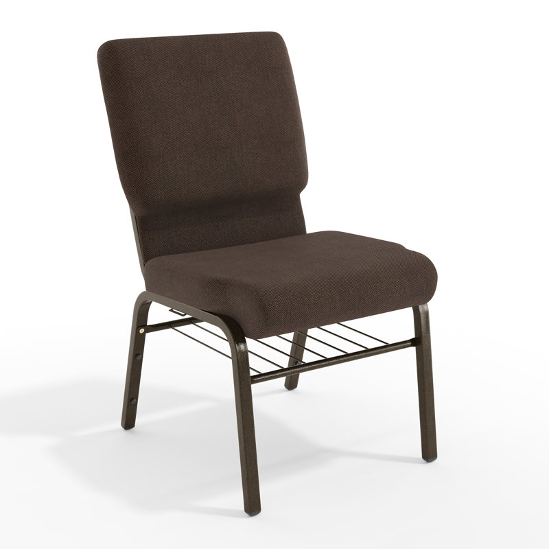 Chaise d'église en tissu 18,5 po Bernardston, Métal avec veines dorées, Brun