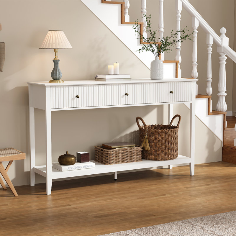 Philomena Fluted Console Table With 3 Drawers