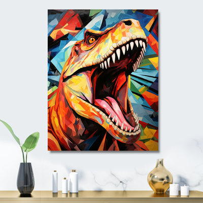 Cubist Colorful Trex Dino II - Dinosaurmetal Wall Art