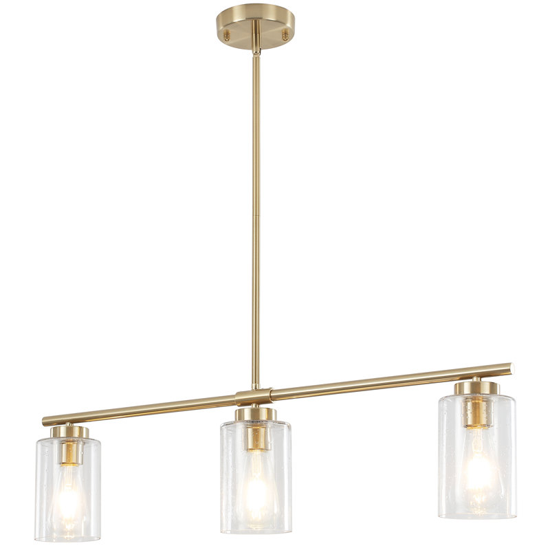 Luminaire suspendu linéaire à 3 lumières pour îlot de cuisine Kimbell, Or