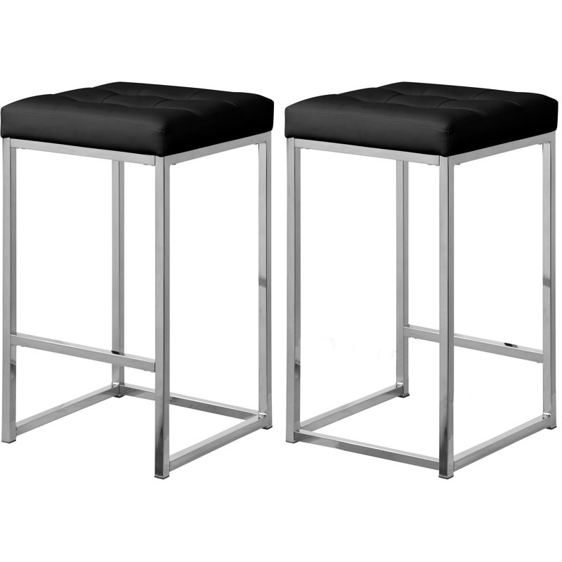 Tabouret de comptoir 26,5 po Nicola, Chrome, Noir