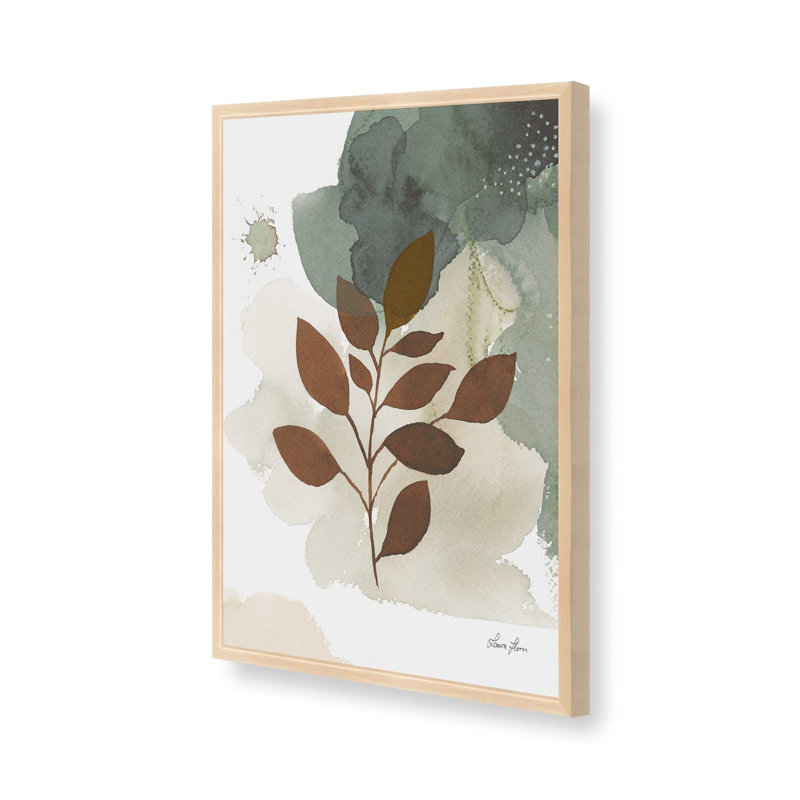 Feuilles harmoniques I print, Cadre ouvert en érable brut, H 15 po x l 12 po