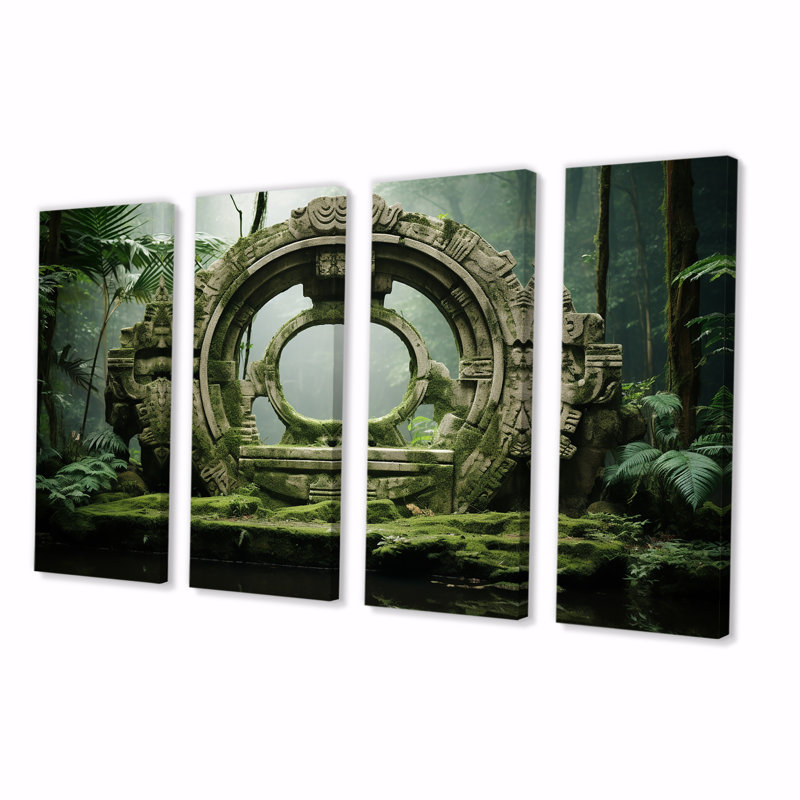 «Green Jungle Tribal», ensemble d'art mural surréel 4 pièces, H 28 po x l 48 po