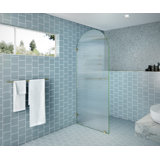Maven 32 in. x 86.75 in. Fully Frameless Arched Fluted Single Fixed Shower Panel