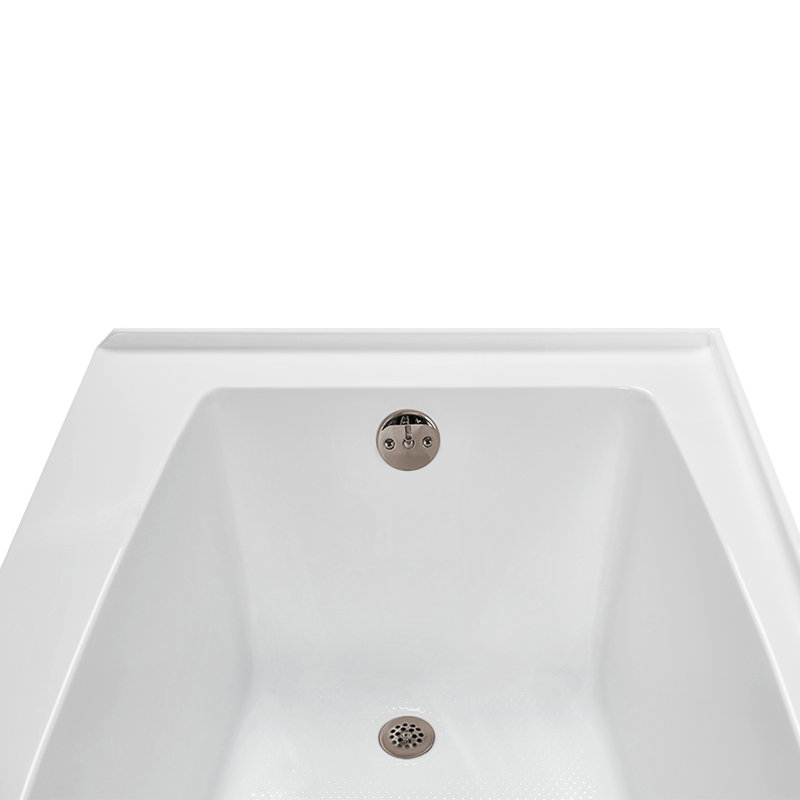 Baignoire en alcôve en acrylique blanc brillant avec drain extérieur 66 po x 32 po Streamline, Nickel brossé