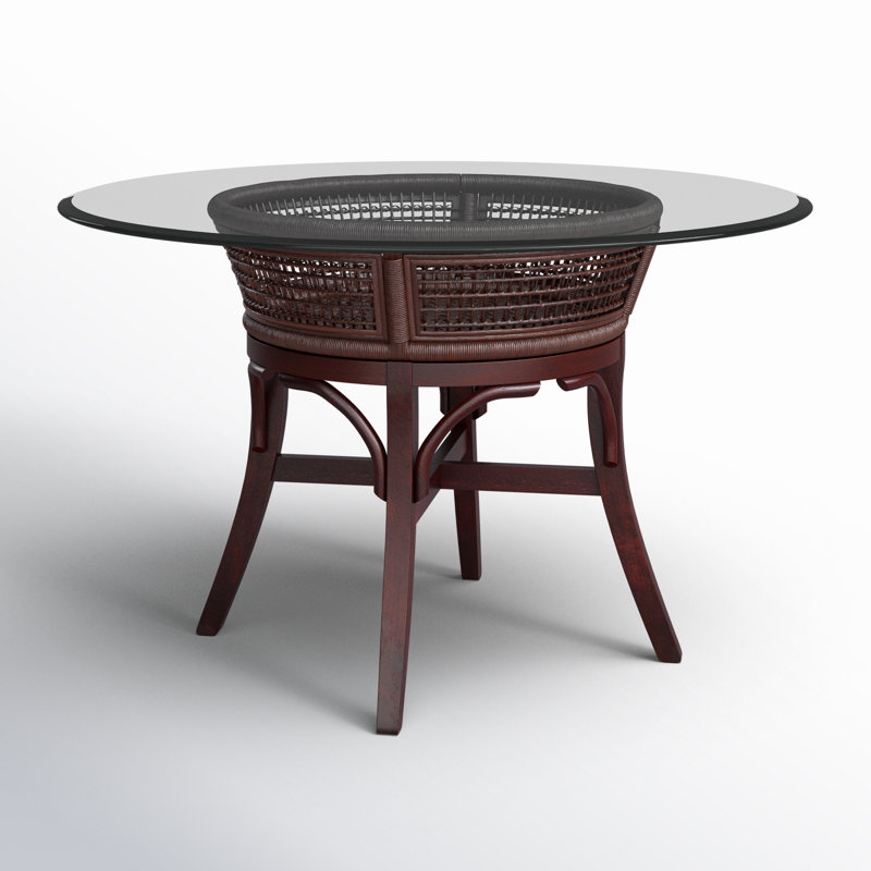 Boone Round Glass Dining Table, 48" W x 48" L, Coffee Finish, Coffee