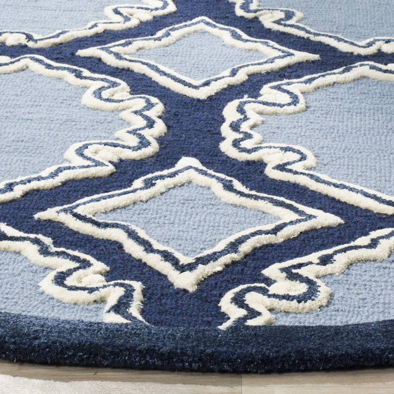 Mccullough Hand Tufted Wool Geometric Rug, Round 5'