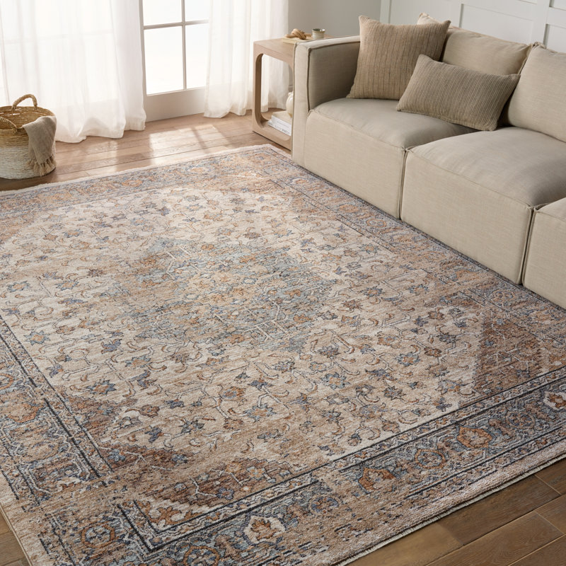 Tapis beige / bleu Heir Medallion, Rectangle 4 pi x 6 pi