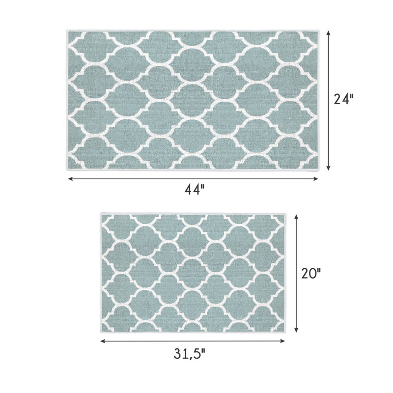 Tapis de cuisine 2 pièces Devkran, Sarcelle clair