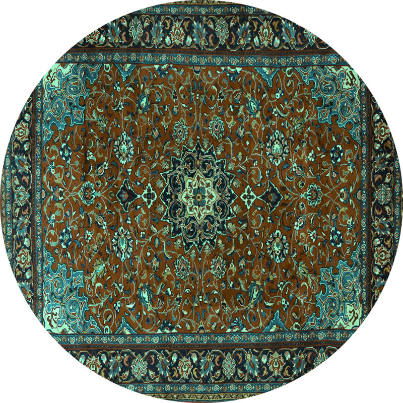 Tapis oriental en chenille tissé à la machine Camdan, Rond 8 pi