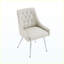 Ensemble de 2 chaises de salle à manger rembourrées en cuir modernes, capitonnées à dossier capitonné à motif de losanges pour salle à manger, salle de réunion, café, bureau, gris clair-129028615-129028616