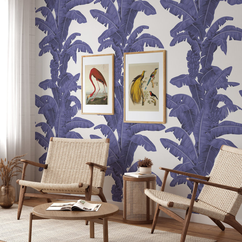 Exotic Palm Trees White And Blue Wallpaper
