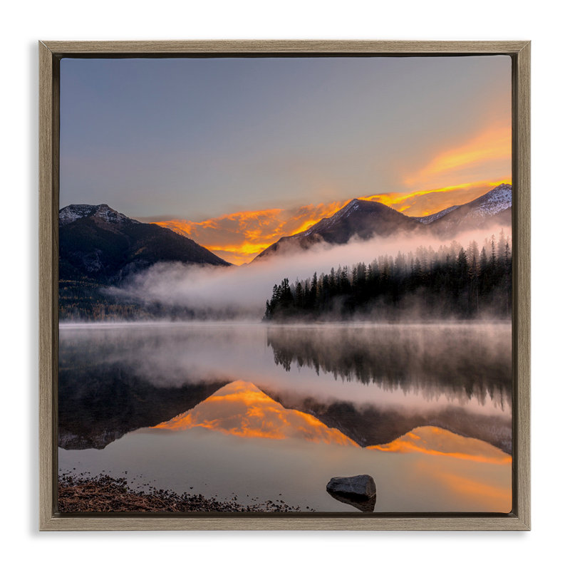 «Orange Sunset Lake Reflection» par Danita Delimont, Cadre flottant orme Montalcino, H 25 po x l 25 po