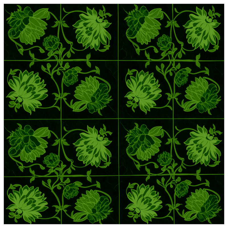 Couvertures vertes à motif floral, L 60 po x H 80 po