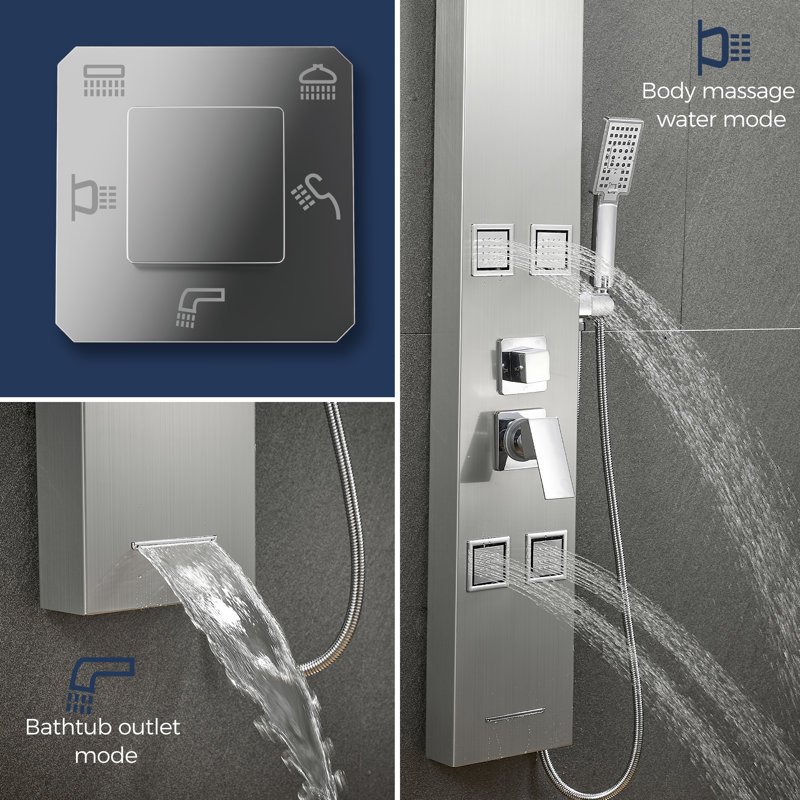 Panneau de douche Forious® Ultra 43,31 po avec pomme de douche réglable, Argent